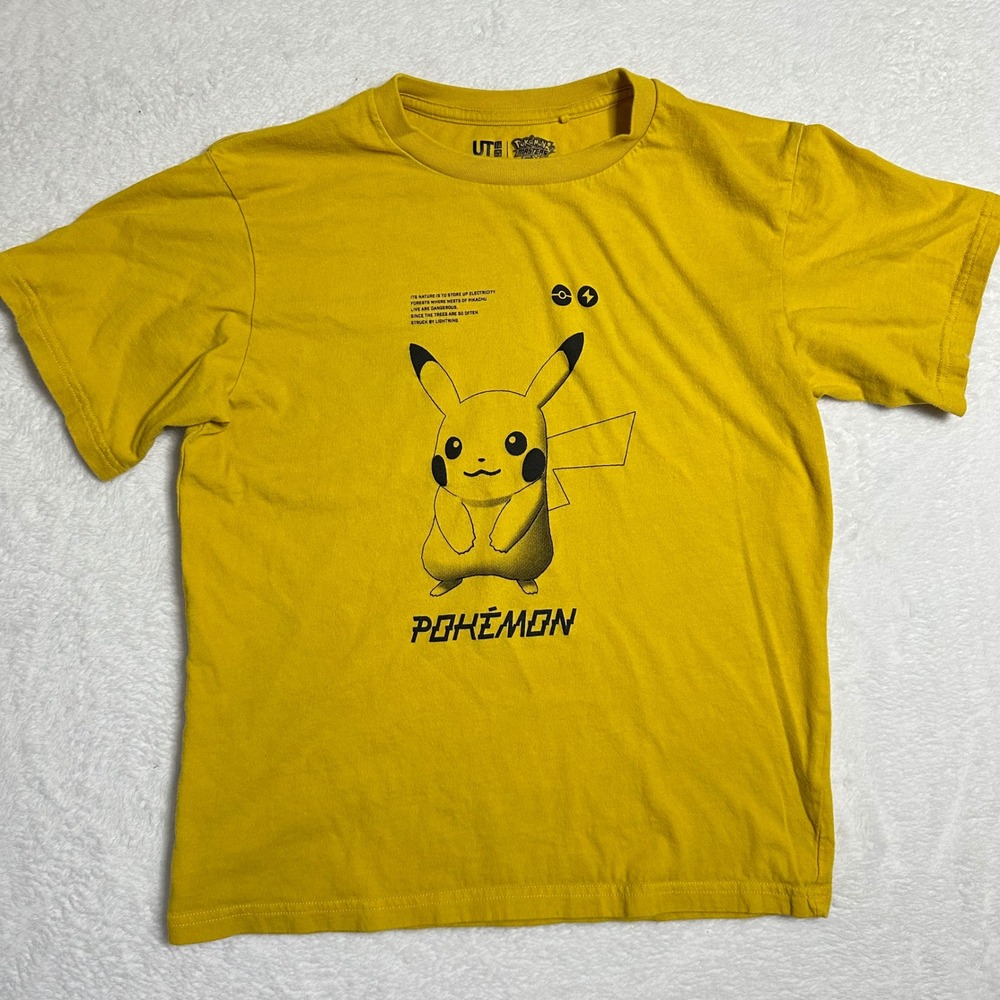 Uniqlo UT Pokemon Masters EX Pikachu T-Shirt Kids 13 (160) Mens XS Yellow